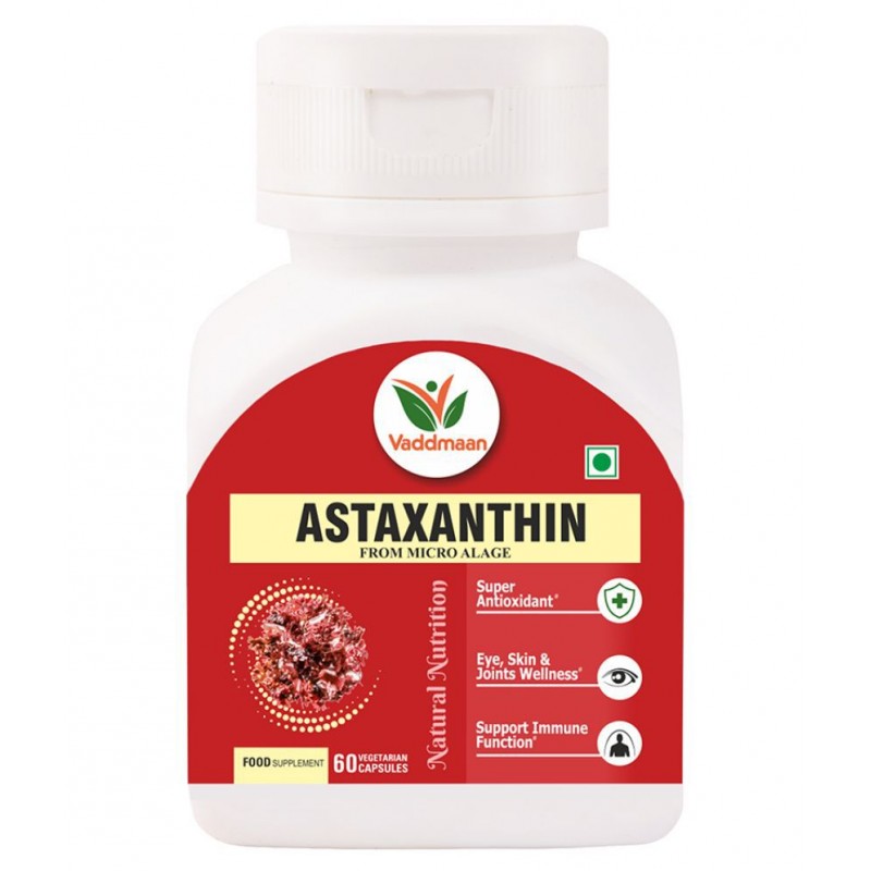 Vaddmaan Natural Astaxanthin vegetarian capsules from Microalgae | Super Antioxidant | Supports Healthy Skin & Eyes | Supports immunity (pack of 1) Vaddmaan Natural Astaxanthin vegetarian capsules from Microalgae | Super Antioxidant | Supports Healthy Skin & Eyes | Supports immunity (pack of 1)