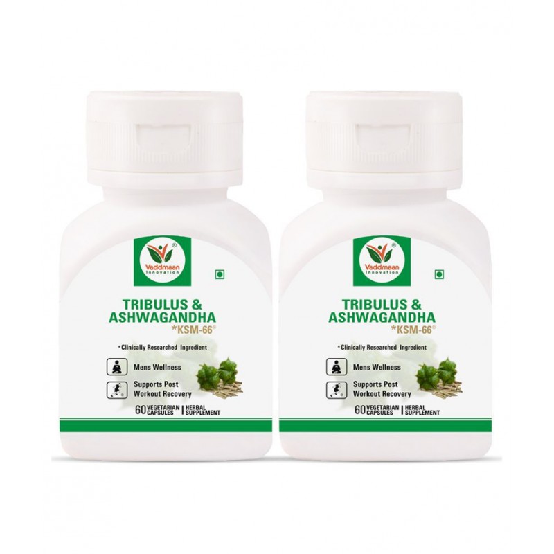 Vaddmaan Tribulus & KSM-66 Ashwagandha for Men, Male Vitality Supplement (Pack of 2) Vaddmaan Tribulus & KSM-66 Ashwagandha for Men, Male Vitality Supplement (Pack of 2)