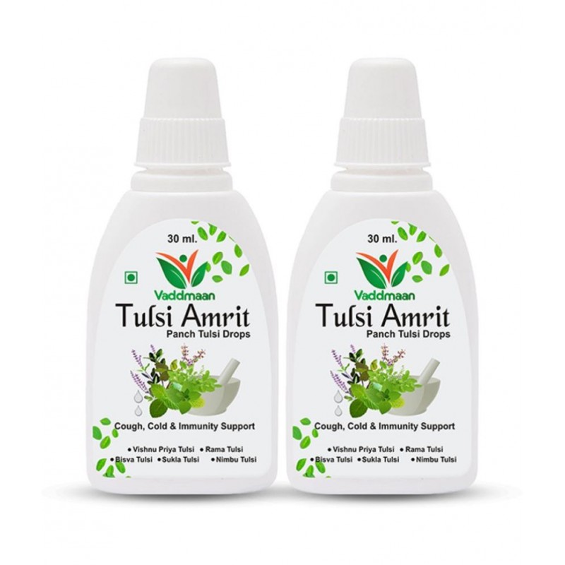 Vaddmaan Tulsi Amrit - 2 x 30 ml - Panch Tulsi Ark Drops - Pure Organic Concentrated Extract of 5 Rare Tulsi for Natural Immunity Boosting & Cough and Cold Relief