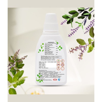Vaddmaan Tulsi Amrit - 4 x 30 ml - Panch Tulsi Ark Drops - Pure Organic Concentrated Extract of 5 Rare Tulsi for Natural Immunity Boosting & Cough and Cold Relief