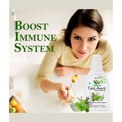 Vaddmaan Tulsi Amrit - 4 x 30 ml - Panch Tulsi Ark Drops - Pure Organic Concentrated Extract of 5 Rare Tulsi for Natural Immunity Boosting & Cough and Cold Relief