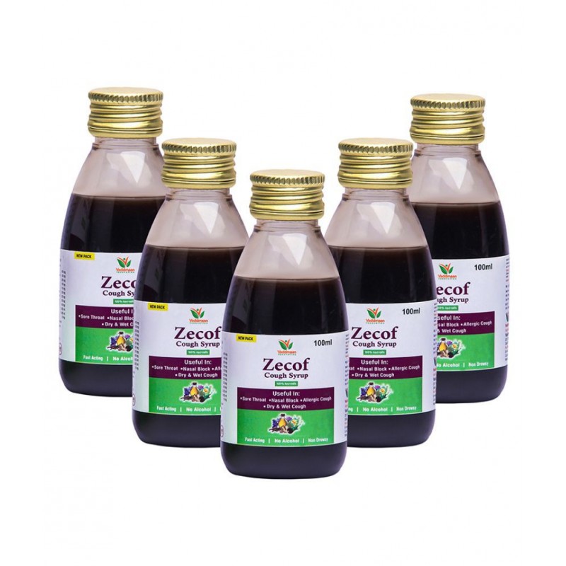 Vaddmaan Zecof 100 Ml | Ayurvedic | Cough Syrup| Neelgiri Oil | Pepperment Oil | Tulsi | Saunth | Yashthimadhu | Karkasingi| Somlata | Kaantakari (Set of 5)