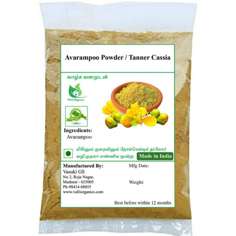 Valli Organics Avarampoo Powder | Tarwar Powder 100 gm Pack Of 1