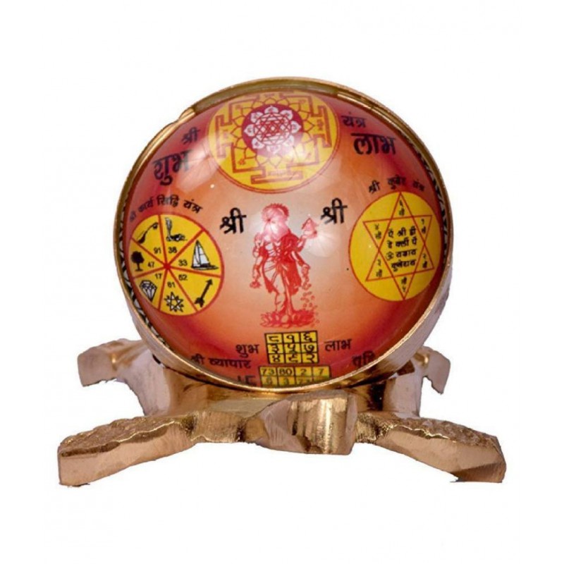 Vastu / Fang Shui Sampuran Shree Yantra On Tortoise Decorative Showpiece - 5 cm(Brass)