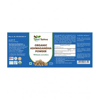 Ved Tattva Organic Ashwagandha Powder 200 gm Pack Of 1