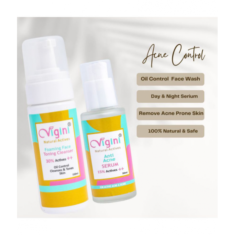 Vigini Anti Acne Face Serum With Face Wash Liquid 180 mg Pack Of 2