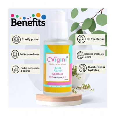 Vigini Anti Acne Serum With Foaming Face Wash Gel 200 ml Pack Of 2