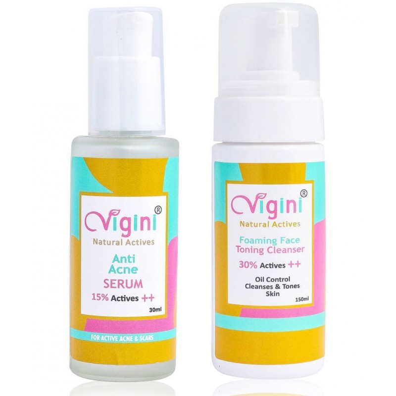Vigini Anti Acne Serum With Foaming Face Wash Gel 200 ml Pack Of 2 Vigini Anti Acne Serum With Foaming Face Wash Gel 200 ml Pack Of 2