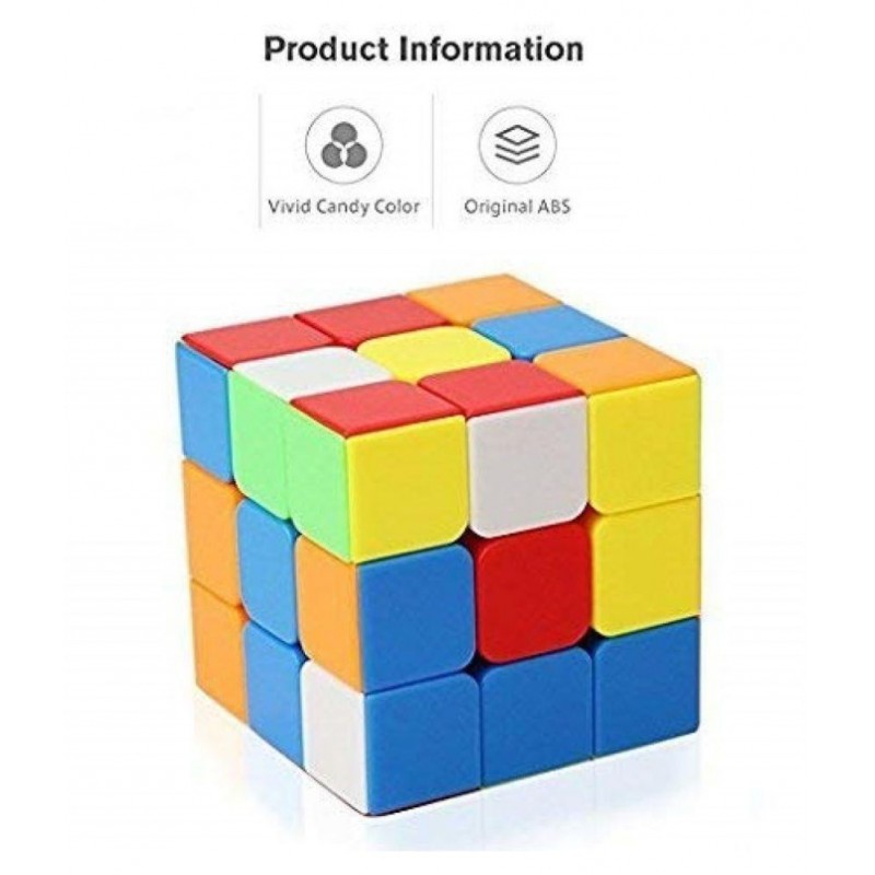 Vihaa Rubik Cube | 3x3x3 High Speed Magic Cube | High Stability, Stickerless, Amazing Stress Reliever Educational Cube Puzzle Game for Kids, Multicolor (1 Piece)