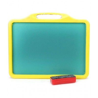 Villy Educational Alphabet Slate 2 in 1 to Learn Pictures, Spellings & Alphabets Along with Green Writing Board and Chalk in Multi Color for Kids.