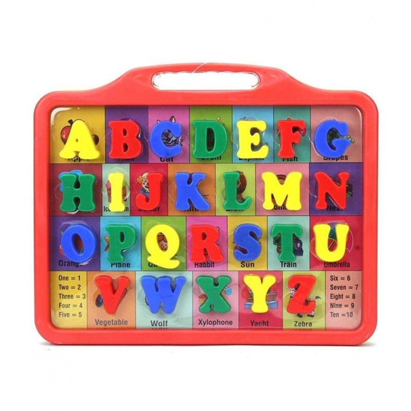Villy Educational Alphabet Slate 2 in 1 to Learn Pictures, Spellings & Alphabets Along with Green Writing Board and Chalk in Multi Color for Kids.