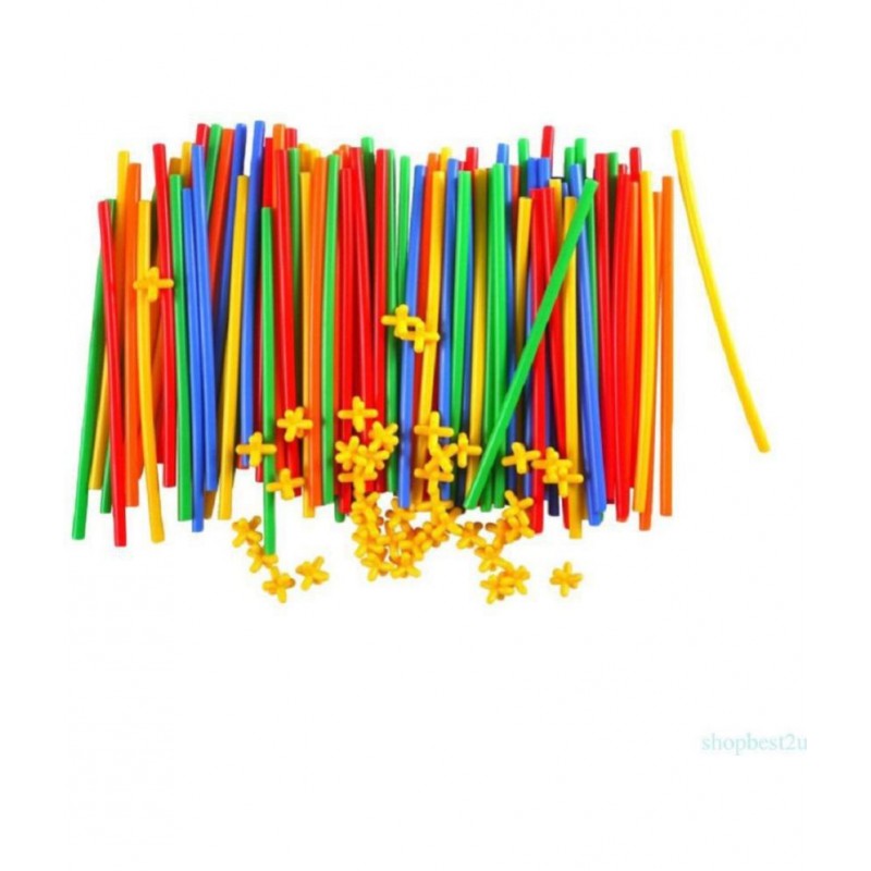 Villy Plastic Brick Set 4D Space Children Intelligence Plastic Pipe Blocks Building Toys Straws(50pcs) and connectors(50pcs) (4D Bricks)