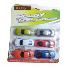 Villy™ Street Race Mini Die Cast Metal Body Pull Back Car Toy for Kids (Multicolour) -Pack of 6