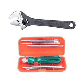Visko Tools 101 Screwdriver Kit (Red,6-Pieces) and Phosphate Finish Single Sided Open End Wrench (Pack of 1), Multicolour