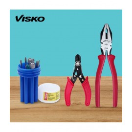 Visko Tools 811 Home Tools Kit with 8 Blades Combination Screwdriver Set with Tester (Blue and White,9-Pieces) and 6 Inch Wire Cutter and 259 8- Inch CRV Plier (Code 111 & 239)
