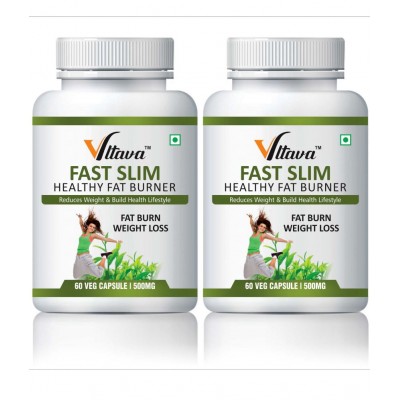 Vltava Fast Slim Fat Burner & Natural Weight Loss Capsule 120 mg Unflavoured Pack of 2