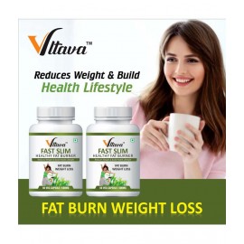 Vltava Fast Slim Fat Burner & Natural Weight Loss Capsule 120 mg Unflavoured Pack of 2