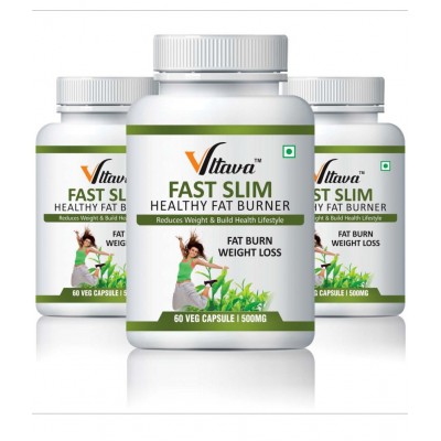 Vltava Fast Slim Pure & Organic, Weight Loss Supplement 180 mg Unflavoured Pack of 3