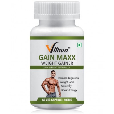 Vltava GAIN MAXX Tablets for Fast Weight & Muscle Gain and Strength | For Under Weight Men And Women 60 mg Unflavoured Single Pack