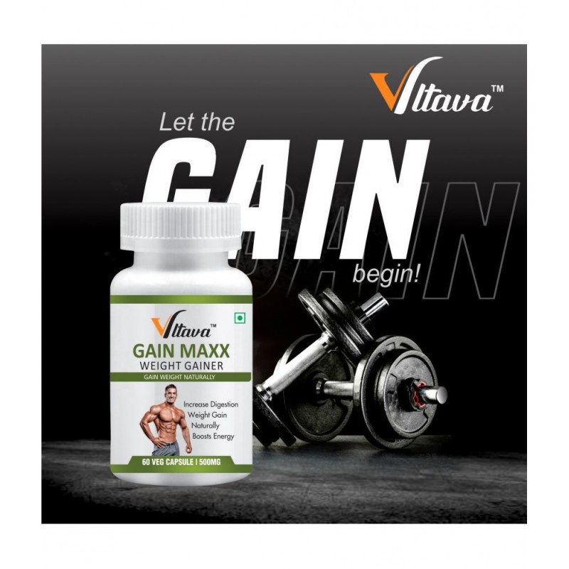 Vltava GAIN MAXX Tablets for Fast Weight & Muscle Gain and Strength | For Under Weight Men And Women 60 mg Unflavoured Single Pack