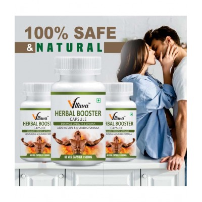 Vltava HERBAL CAPSULE | Real Strength for Men | Energy, Strength, Stamina | 180 mg Unflavoured Minerals Capsule Pack of 3