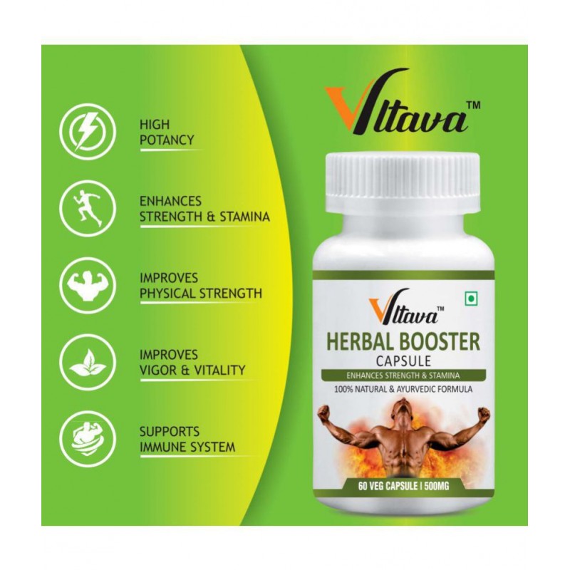 Vltava Herbal Capsules for Improving Strength, Energy & Stamina | 60 mg Unfalvoured Minerals Capsule