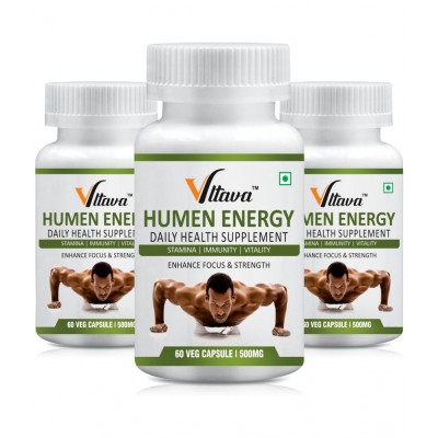 Vltava Human Energy Good Health Herbal Capsules 100% Ayurvedic Energy Drink for Adult 180 mg Pack of 3