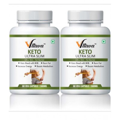 Vltava Keto Ultra Slim Reduce Fat from Belly, Hips,Thighs 120 mg Unflavoured Pack of 2