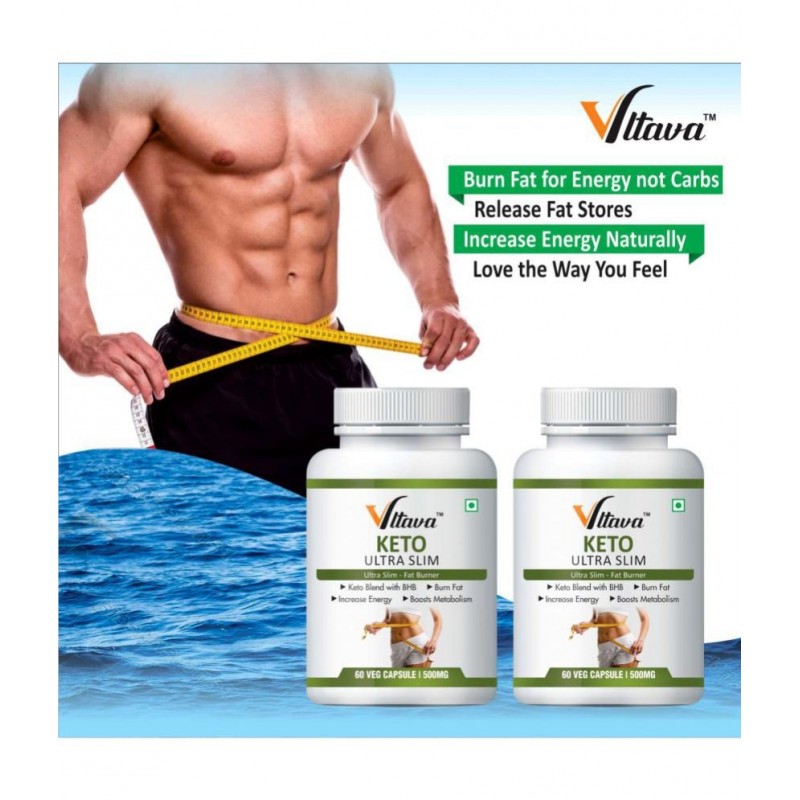 Vltava Keto Ultra Slim Reduce Fat from Belly, Hips,Thighs 120 mg Unflavoured Pack of 2