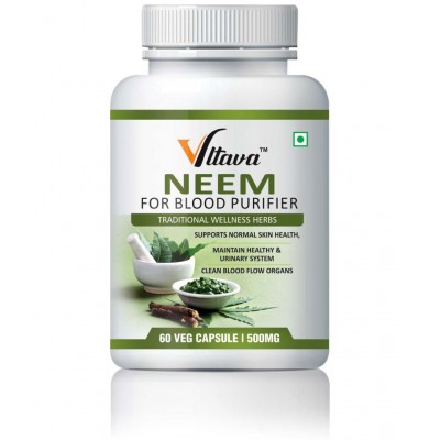 Vltava Neem + Skinglow Capsules Help Fight Dryness in Face & Remove Dead Skin 60 mg Unfalvoured Minerals Capsule