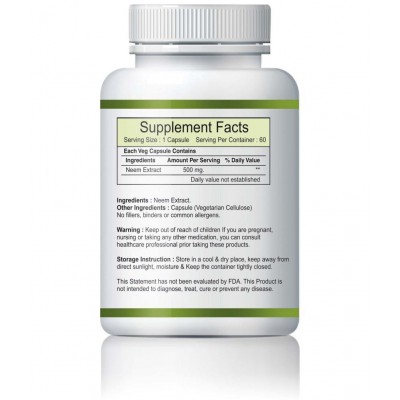 Vltava Neem Skin Care with Nature,Treats Skin Infection & Glowing Skin 180 mg Unfalvoured Minerals Capsule Pack of 3