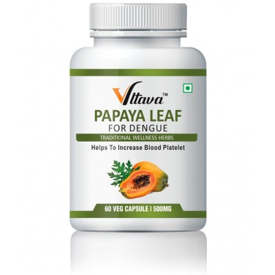 Vltava Papaya Leaf Ayurvedic Capsules For Increase Immunity & Improve Energy 60 mg Unfalvoured Minerals Capsule Vltava Papaya Leaf Ayurvedic Capsules For Increase Immunity & Improve Energy 60 mg Unfalvoured Minerals Capsule