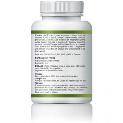 Vltava Papaya Leaf Ayurvedic Capsules For Increase Immunity & Improve Energy 60 mg Unfalvoured Minerals Capsule Vltava Papaya Leaf Ayurvedic Capsules For Increase Immunity & Improve Energy 60 mg Unfalvoured Minerals Capsule