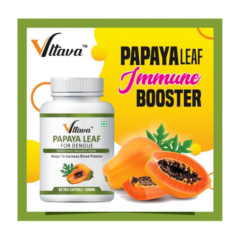 Vltava Papaya Leaf Ayurvedic Capsules For Increase Immunity & Improve Energy 60 mg Unfalvoured Minerals Capsule Vltava Papaya Leaf Ayurvedic Capsules For Increase Immunity & Improve Energy 60 mg Unfalvoured Minerals Capsule