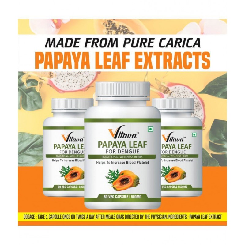 Vltava Papaya Leaf Extract Powerful Anti-oxidants & Improve Blood Platelets 180 mg Unfalvoured Minerals Capsule Pack of 3 Vltava Papaya Leaf Extract Powerful Anti-oxidants & Improve Blood Platelets 180 mg Unfalvoured Minerals Capsule Pack of 3