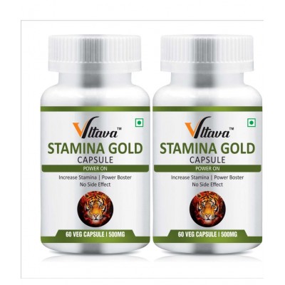 Vltava Stamina Gold Capsules - Immunity & Increase Stamina | Energy Gainer | 120 mg Unfalvoured Minerals Capsule Pack of 2