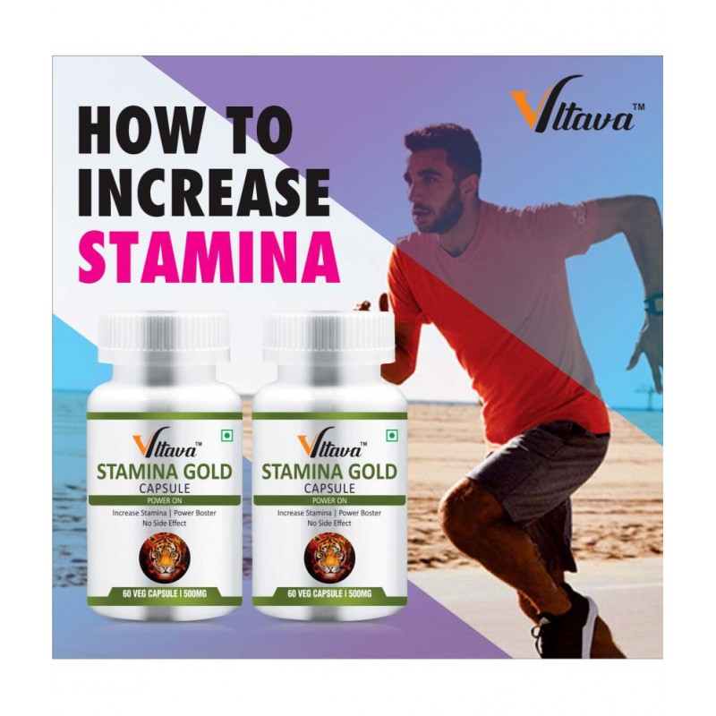 Vltava Stamina Gold Capsules - Immunity & Increase Stamina | Energy Gainer | 120 mg Unfalvoured Minerals Capsule Pack of 2