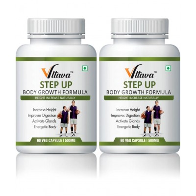 Vltava Step Up Body Growth Height Increasing Capsule (Body Growth   Formula) 120 mg Unfalvoured Minerals Capsule Pack of 2