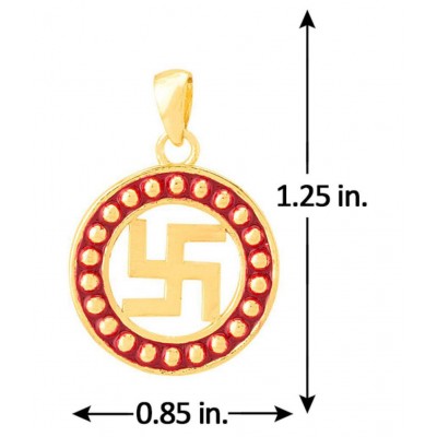 Voylla Red Enameled Border Swastika Pendant from Spiritual Saga