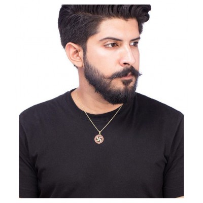 Voylla Red Enameled Border Swastika Pendant from Spiritual Saga