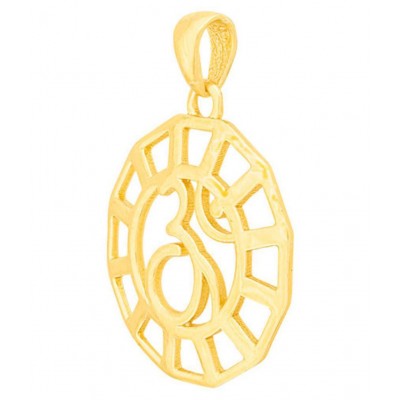 Voylla Smooth Gold Plated OM Pendant From Spiritual Saga Gift for Him, Boy, Men, Father, Brother, Boyfriend, Party Wear, Daily Wear,Festive Wear
