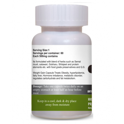 Vringra Ultra Pure Weight Gain Capsules – Boost Metabolism – Weight Gain Capsules – Mass & Weight Gainer - Health Supplement  60 Caps 60 gm Natural Multivitamins Capsule