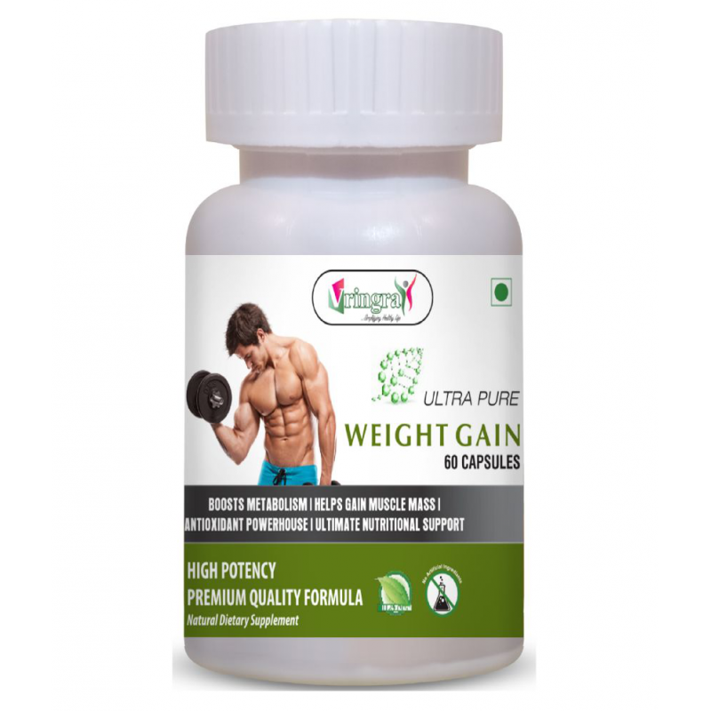 Vringra Ultra Pure Weight Gain Capsules – Boost Metabolism – Weight Gain Capsules – Mass & Weight Gainer - Health Supplement  60 Caps 60 gm Natural Multivitamins Capsule