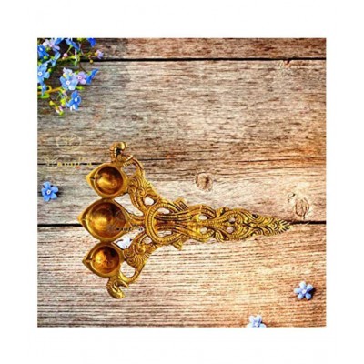 Vyomika Decor Brass Tri-mukhi Peacock metal Aarti Pooja Spoon…