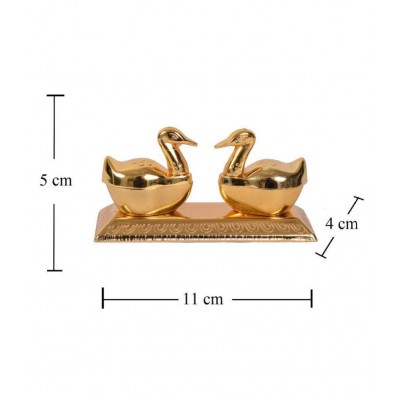 Vyomika Decor Double Duck Roli-Chandan, Chawal Akshat Haldi, Kumkum Box Chopda (Golden, Size : 10x4x5CM)