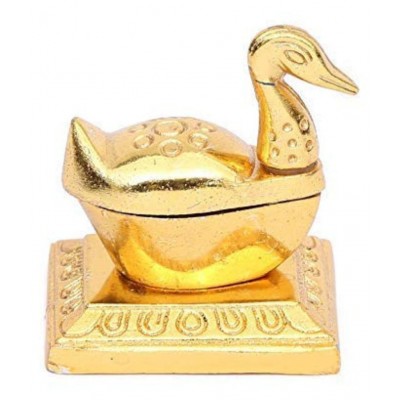 Vyomika Decor Golden Metal Duck with Chandan Roli Chopda for Pooja Purpose and Gift.