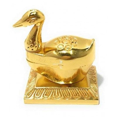 Vyomika Decor Golden Metal Duck with Chandan Roli Chopda for Pooja Purpose and Gift.