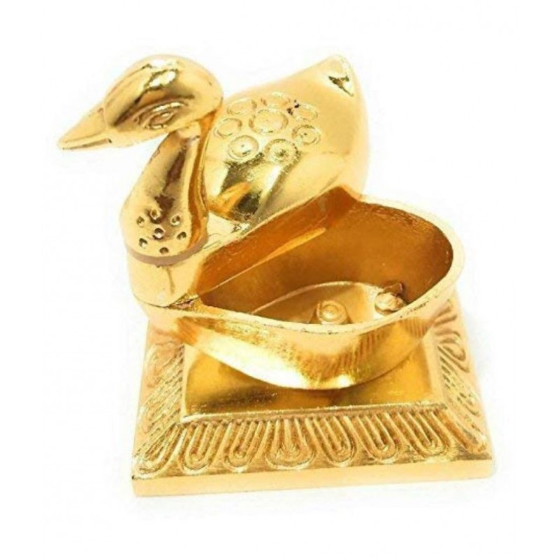 Vyomika Decor Golden Metal Duck with Chandan Roli Chopda for Pooja Purpose and Gift.