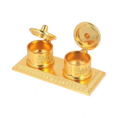 Vyomika Decor Golden Metal Handcrafted Chandan Roli Chopda Pair for Gift and Pooja Purpose...