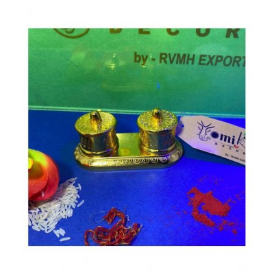 Vyomika Decor Golden Metal Handcrafted Chandan Roli Chopda Pair for Gift and Pooja Purpose...